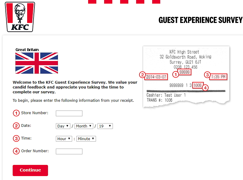 kfc britain survey homepage