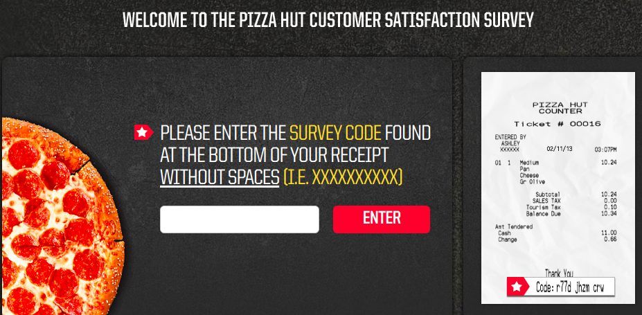 Www.Tellpizzahut.Com Homepage