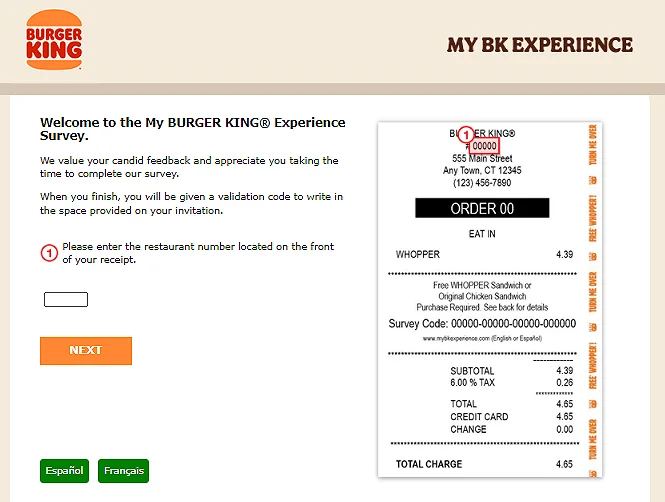 mybkexperience.com survey homepage