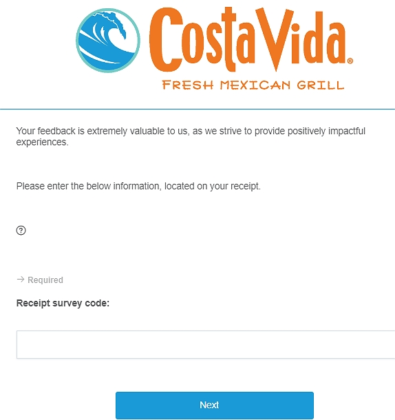 Costavida Survey homepage