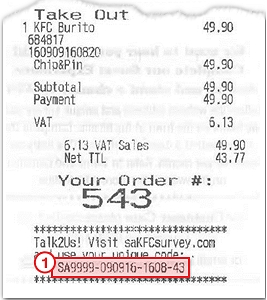 Sa KFC receipt